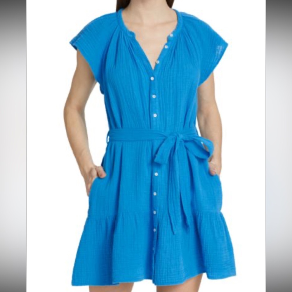 XiRENA Jude 100% Cotton Mini Dress in Blue | Size XS